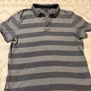 Michael Kors Gray Striped Polo Shirt